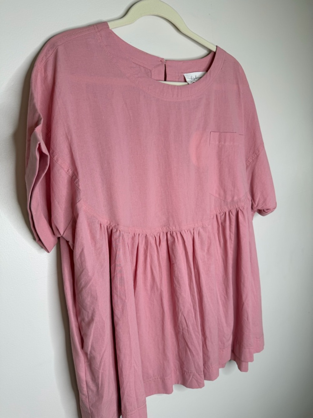 Women's Pink Peplum Pocket Top - Picture 3 of 6
